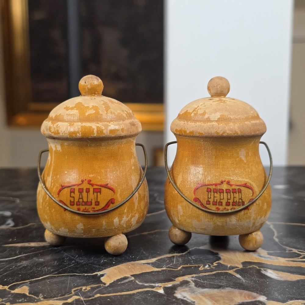 Vintage Wooden Salt and Pepper Shakers Rustic Farmhouse